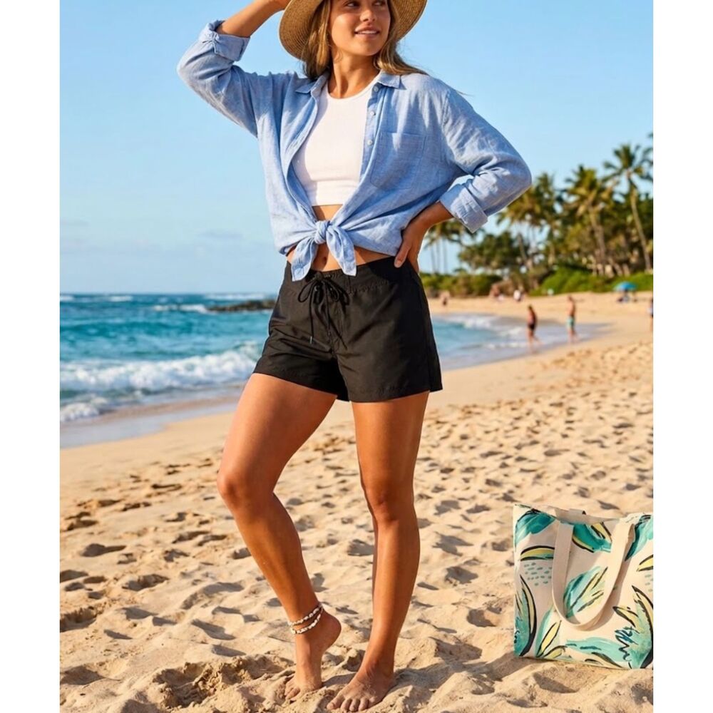 NEW Island Escape Women's Tie-Front Island Unlined Board Shorts Size 16W